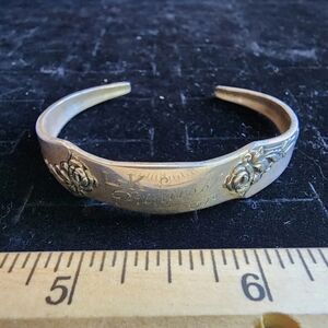 Antique Sterling Silver "Princess" Damask Rose Cuff Bracelet Marked/Tested+